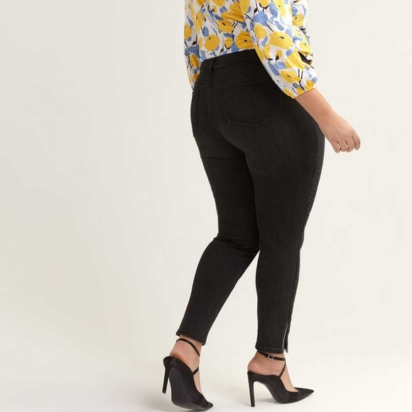 Plus size 14 curvy skinny jeans faded black with side slit - Picture 8 of 11